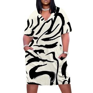 5035 ’s Oversized Tshirt Dresses African Prints Loose Dress Plus Size
